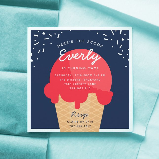 Convite Aqui está a Festa de aniversário do Cone do Sorvet (Criador carregado)