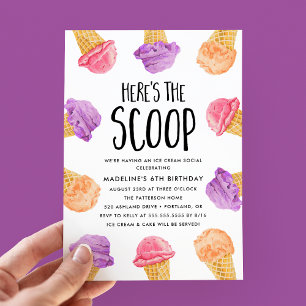Convite Aqui está a Festa de aniversário do Sorvete Scoop