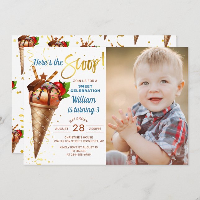Convite Aqui está a foto da Festa de aniversário do Sorvet (Frente/Verso)