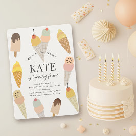 Convite Aqui está o Aniversário de criança de Sorvete Colo