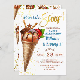 Convite Aqui está o aniversário do Sorvete de Chocolate Sc