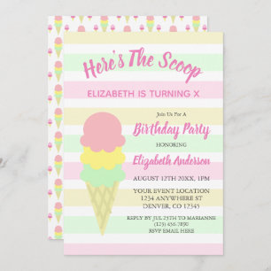Convite Aqui está o aniversário do Sorvete de colher