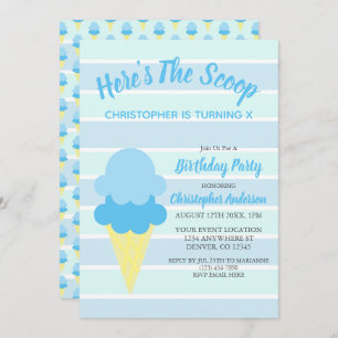 Convite Aqui está o aniversário do Sorvete de colher