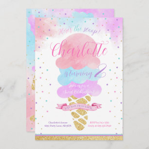 Convite Aqui está o aniversário do Sorvete Scoop