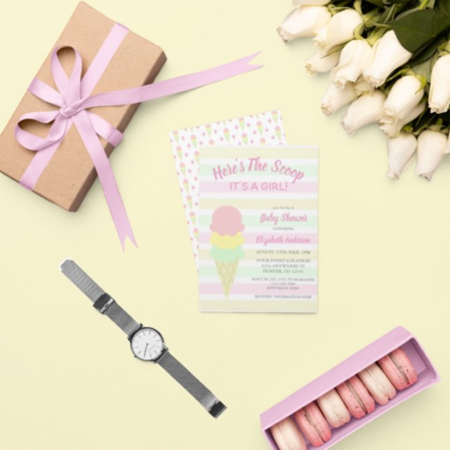 Convite Aqui está o Chá de fraldas Sorvete de Verão (Criador carregado)