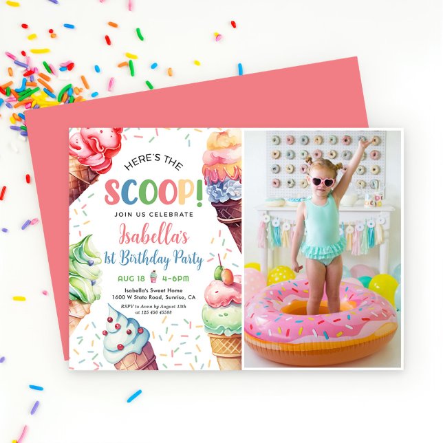 Convite Aqui está o primeiro aniversario do Sorvete das Mo (Criador carregado)