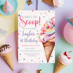 Convite Aqui está o primeiro aniversario do Sorvete Scoop