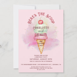 Convite Aqui está o segundo aniversário do Scoop Twins, ro