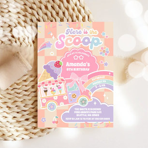 Convite Aqui está o Sorvete The Scoop Groovy Daisy Anivers
