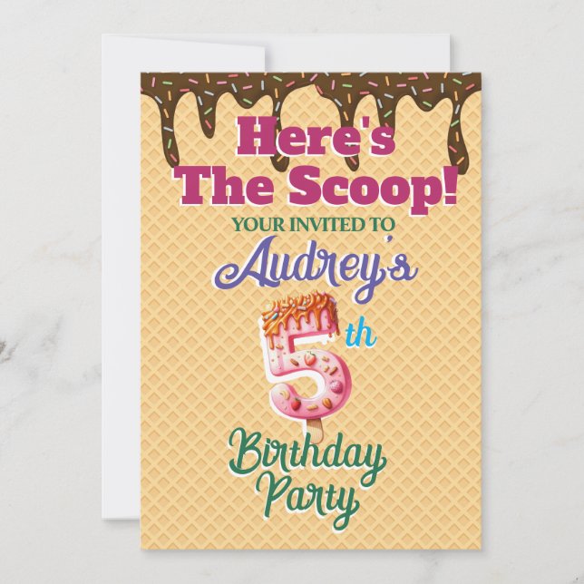 Convite Aqui está o Sorvete Waffle Cone (Frente)