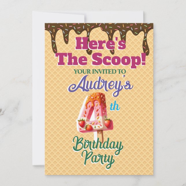 Convite Aqui está o Sorvete Waffle Cone (Frente)