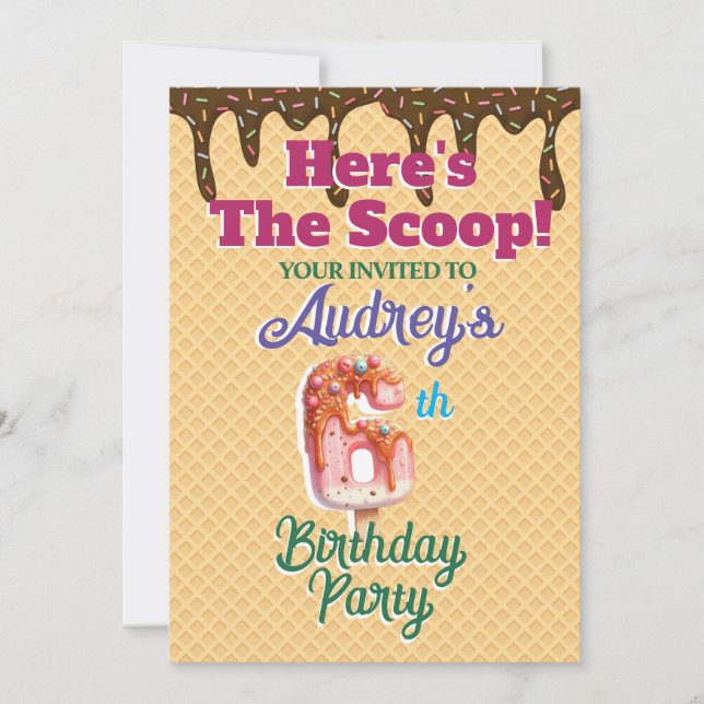 Convite Aqui está o Sorvete Waffle Cone (Frente)