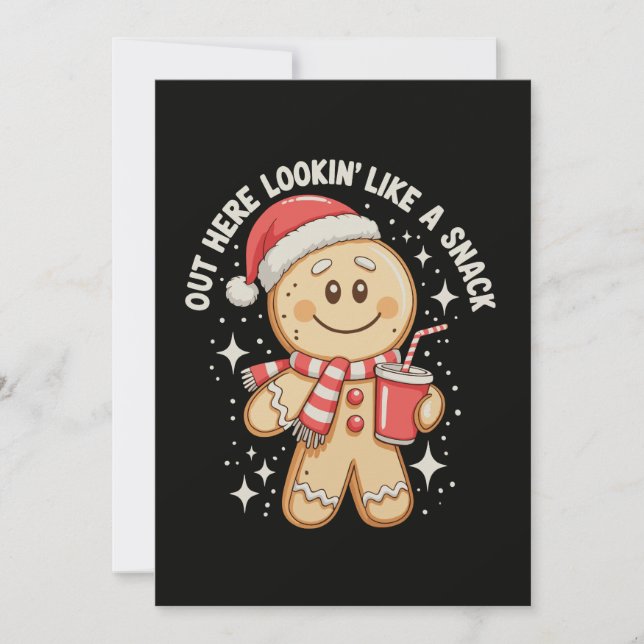 Convite Aqui fora parecendo um lanche Gingerbread Natal (Frente)
