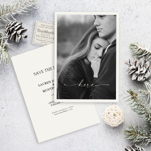 Convite Aqui Foto Romântica de Casamento Save the Date