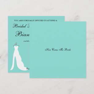 Convite Aqui Vem A Noiva Do Chá de panela Azul-Teal