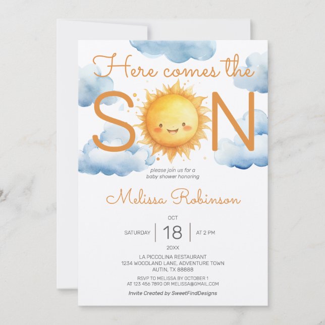 Convite Aqui vem o Chá de fraldas do Filho (Frente)