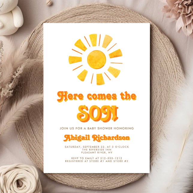 Convite Aqui vem o Chá de fraldas do Filho Menino (Criador carregado)