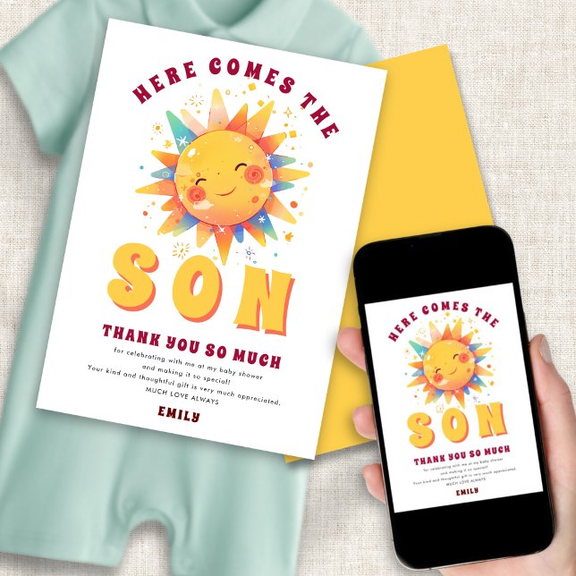 Convite Aqui Vem O Chá de fraldas Do Filho Obrigado (Criador carregado)