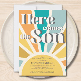 Convite Aqui vem o Chá de fraldas do Filho Retro