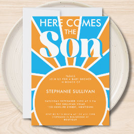 Convite Aqui vem o Chá de fraldas do Filho Retro