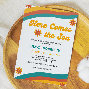 Convite Aqui vem o Chá de fraldas do Filho Retro Boy