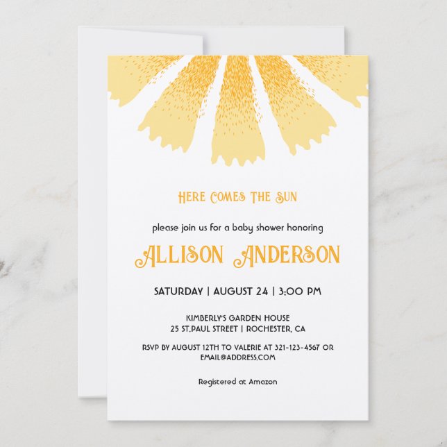 Convite Aqui vem o Chá de fraldas do Sol (Frente)