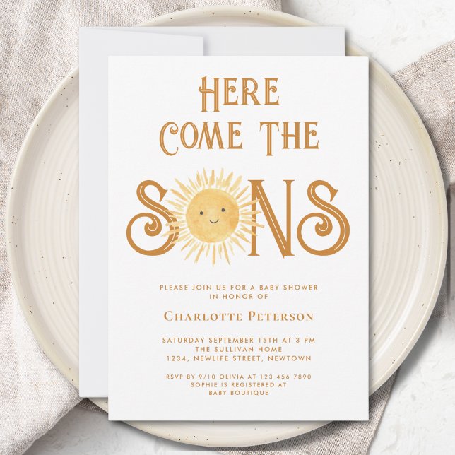 Convite Aqui Vem O Chá de fraldas Dos Filhos Gêmeos (Criador carregado)