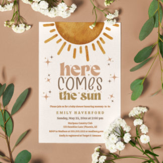 Convite Aqui vem o Chá de fraldas neutro do gênero do Sun