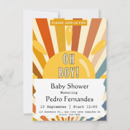 Convite Aqui vem o Chá de fraldas Son Retro Sun Boy