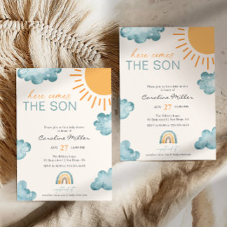 Convite Aqui Vem O Filho Chá de fraldas Blue