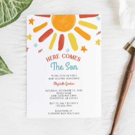 Convite Aqui Vem O Filho Chá de fraldas Retro Boy