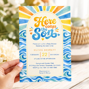 Convite Aqui Vem o Filho Chuvada de Sol no Baby Shower
