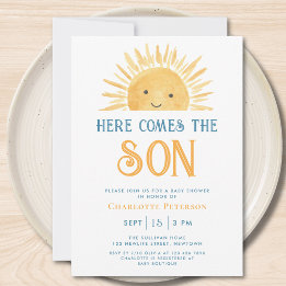 Convite Aqui Vem o Filho Chuvinha de Sol Baby Shower