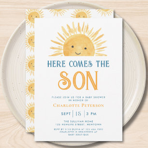 Convite Aqui Vem o Filho Chuvinha de Sol Baby Shower