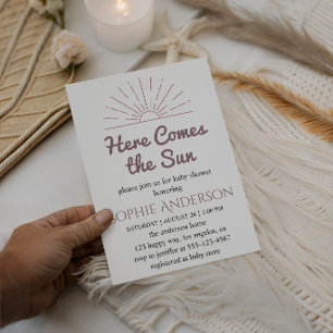 Convite Aqui Vem o Sol Chuveiro de Bebê Elegante Luz do So