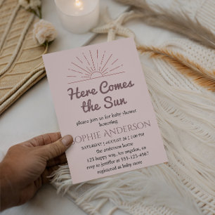 Convite Aqui Vem o Sol Chuveiro de Bebê Elegante Luz do So