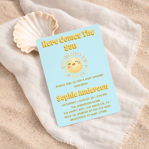 Convite Aqui Vem o Sol Chuveiro de Bebê Sunshine Amarelo