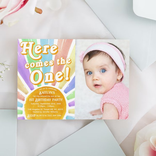 Convite Aqui Vem O Único! Foto do primeiro aniversario Sun (Criador carregado)