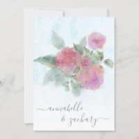 *~* AR12 QR Damask RSVP Rose Bouquet Wedding Invi