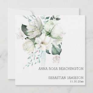 Convite *~* AR15 - Buquês Florais Brancos - Casamento QR R