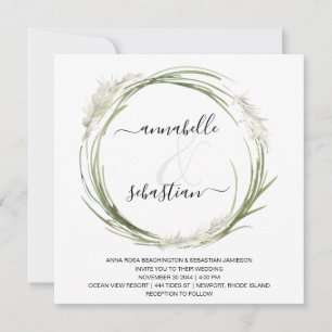 Convite *~* AR21 QR RSVP Pampas Grass WEDDING
