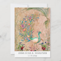 *~* AR24 Vintage QR RSVP Casamento de Peacock Vito