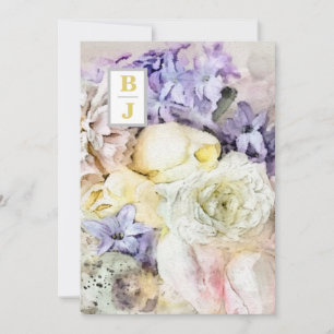 Convite *~ AR26 Buquê de Iniciais do País RSVP Casamento Q