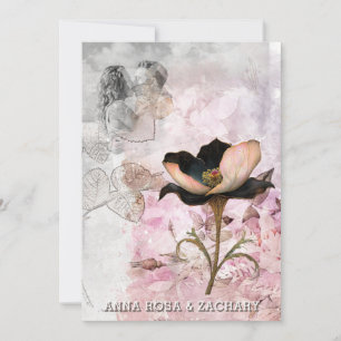 Convite *~* AR26 cor-de-rosa 4 QR Casamento de FOTO de RSV