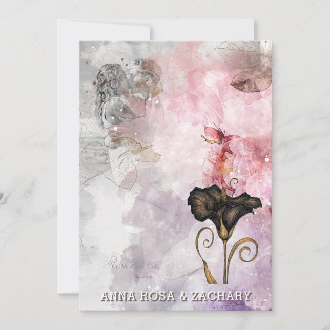 Convite *~* AR26 Pink 7 QR Victorian RSVP PHOTO Wedding (Frente)