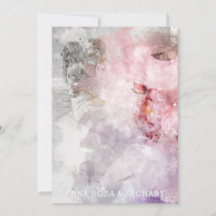 Convite *~* AR26 Pink QR Victorian RSVP PHOTO Wedding