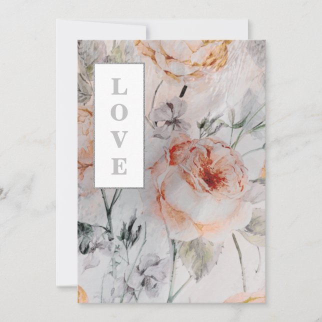 Convite *~ AR26 Romance Flower QR RSVP Casamento Vitoriano (Frente)