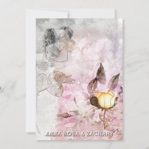 Convite *~* AR26 rosa 12 QR Casamento de FOTO de RSVP Vito