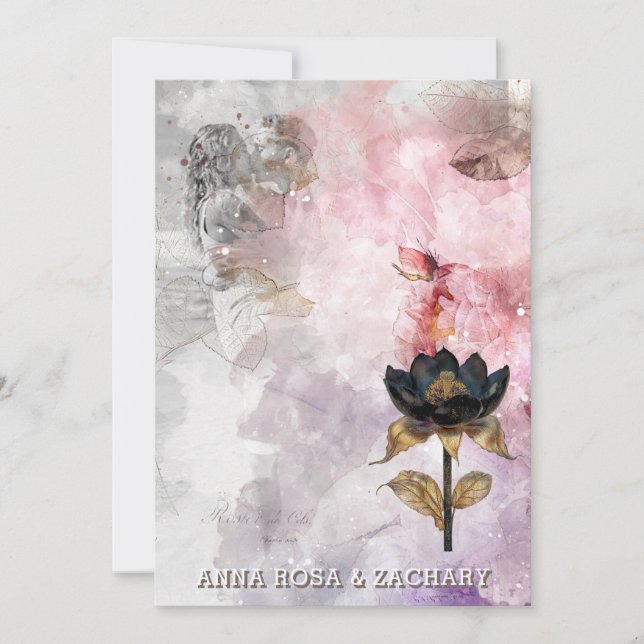 Convite *~* AR26 rosa 30 QR Casamento de FOTO de RSVP Vito (Frente)