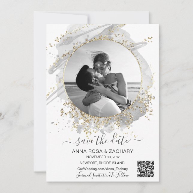 Convite *~* AR6 Foto QR WEDDING SALVE o site da data (Frente)